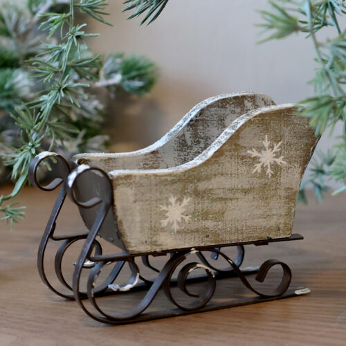 Chic Antique Vintage Schlitten mit Schneeflocke