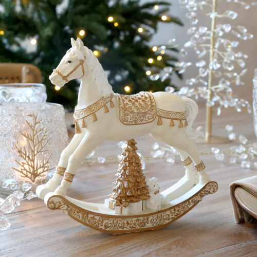 Chic Antique Noel Schaukelpferd mit Geschenken