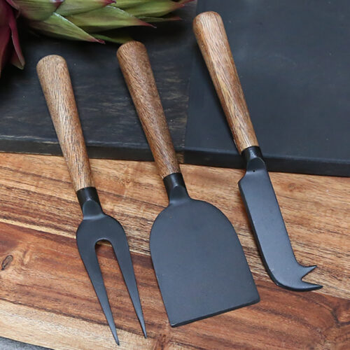 Käsemesser mit Holzgriff, Set mit 3 Stück