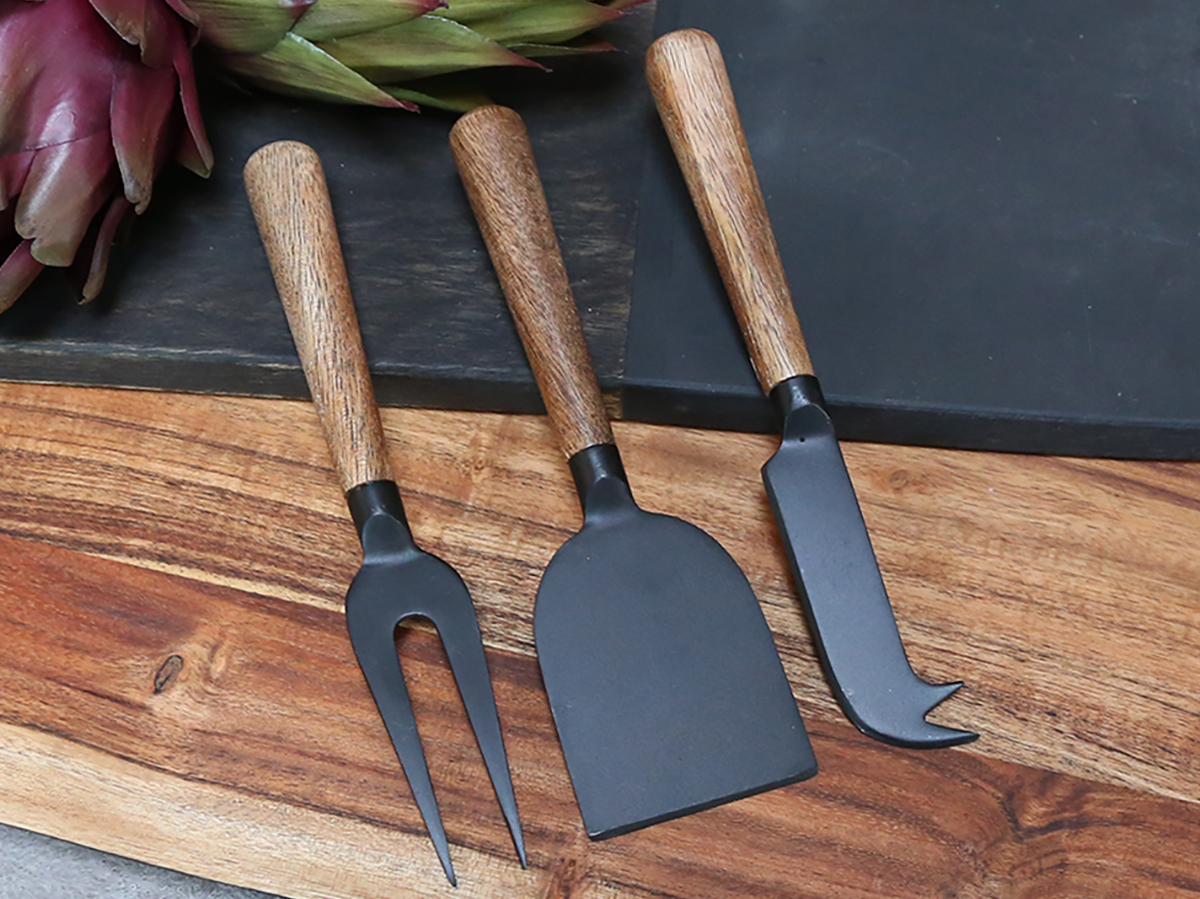 Käsemesser mit Holzgriff, Set mit 3 Stück