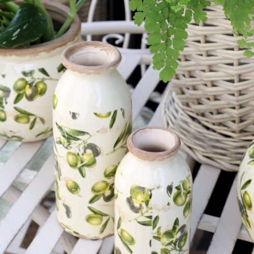 Blumenvase mit Olivenmuster, Höhe 20 cm