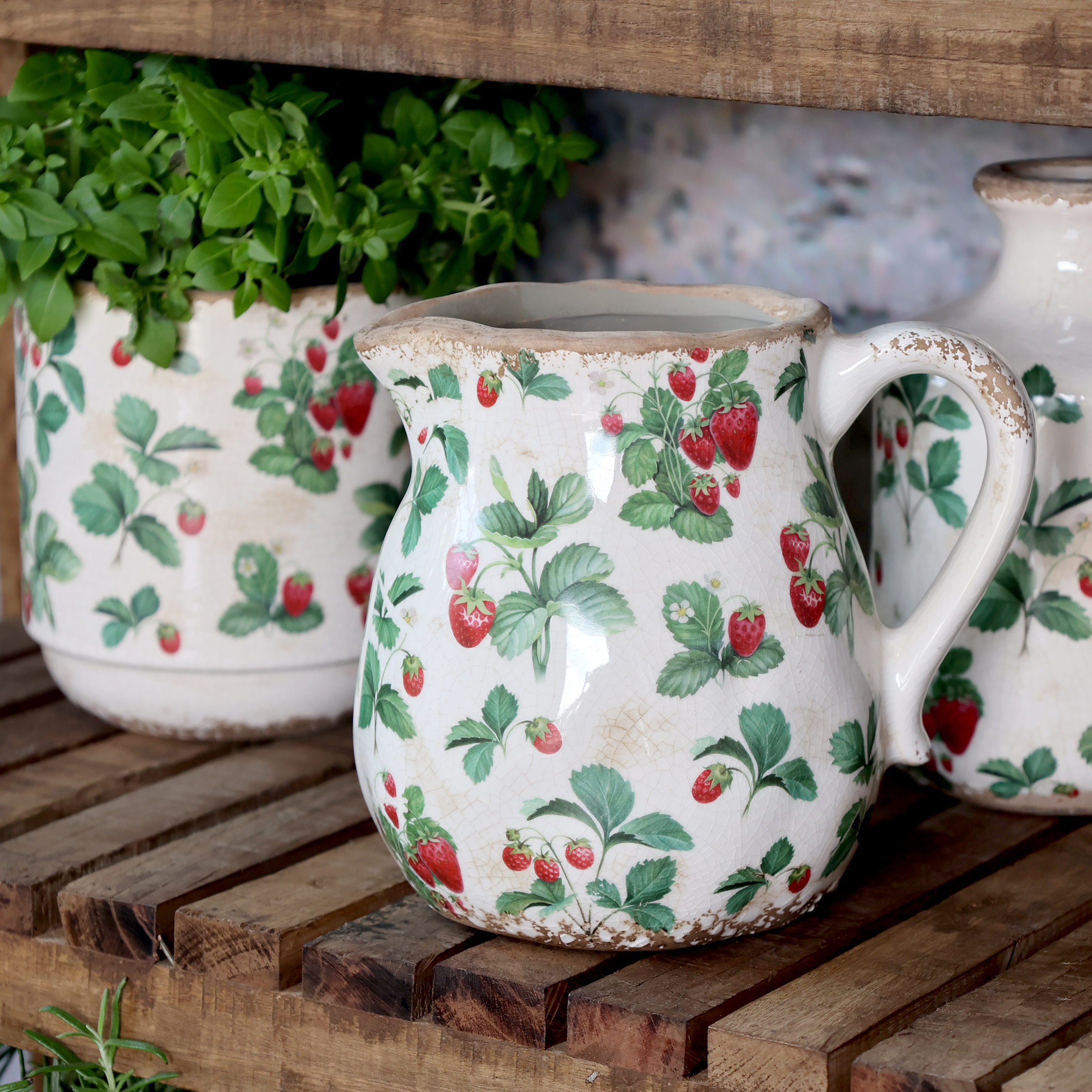 Vase/Kanne "Fraises", Höhe 15 cm