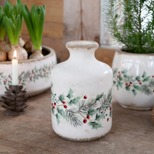 Chic Antique Vase mit Stechpalme