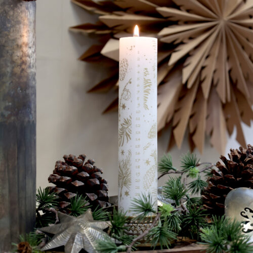 Advent Kalenderkerze mit Golddruck