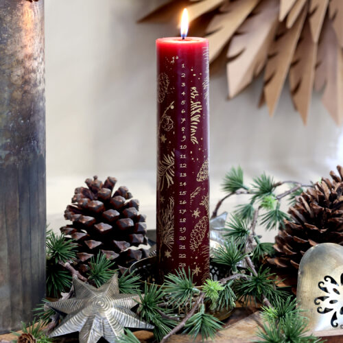 Advent Kalenderkerze mit Golddruck