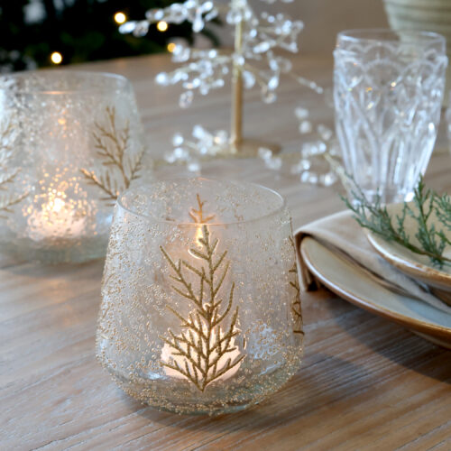 Chic Antique Windlicht mit Dekoration aus getrockneten Zweigen